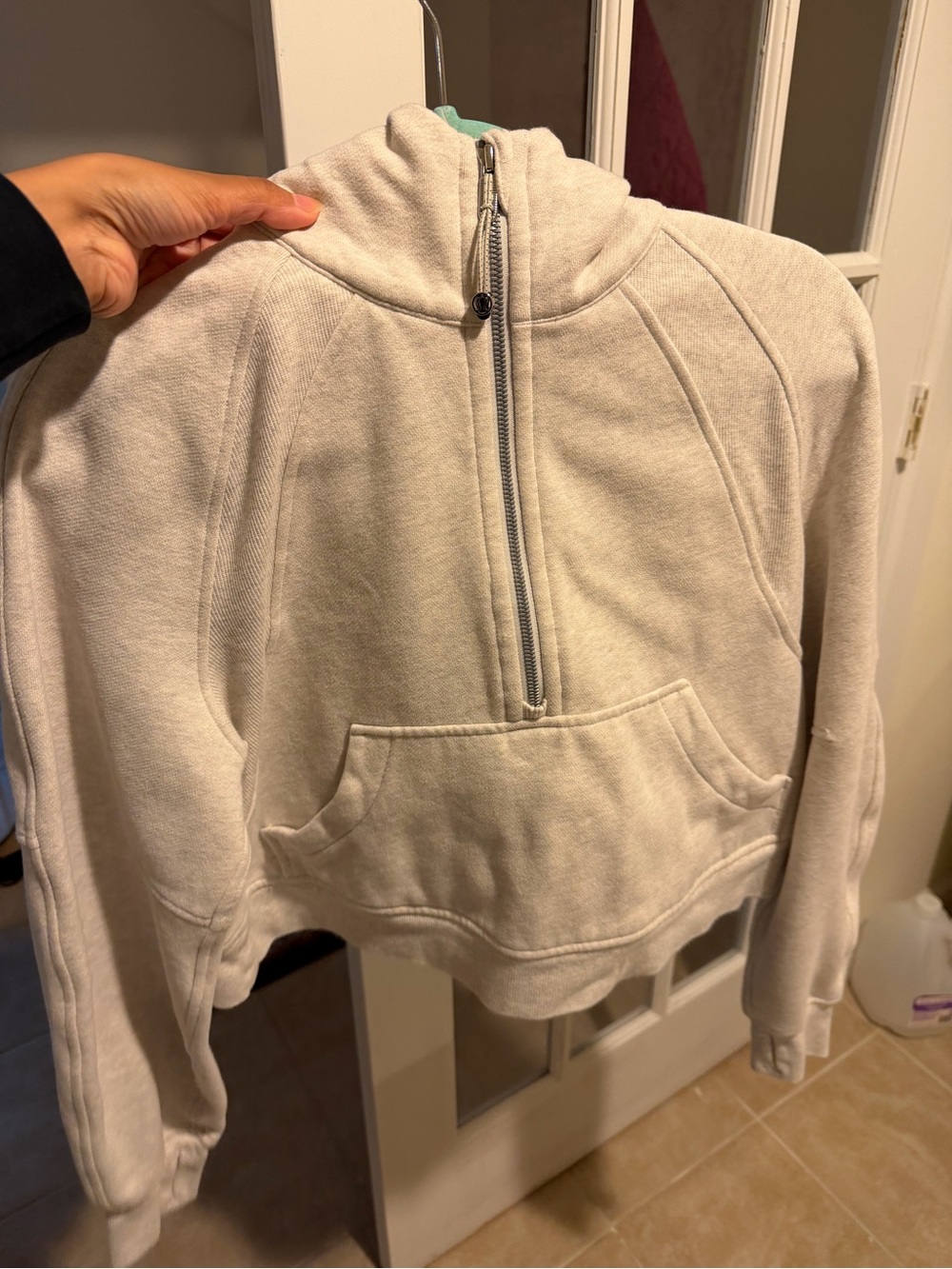 lululemon athletica Cream Half-Zip Cowl Pullover